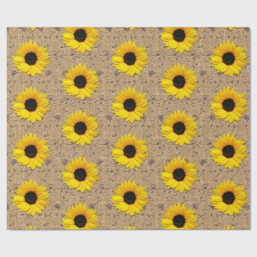 Rustische zonnebloem met gebufferde borrellade cadeaupapier (Vlak)