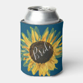 Rustische zonnebloembride blikjeskoeler (Blikje Voorkant)