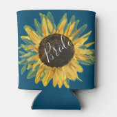 Rustische zonnebloembride blikjeskoeler (Achterkant)