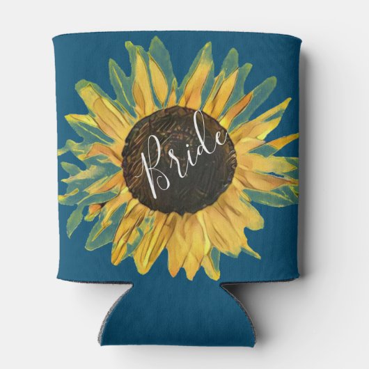 Rustische zonnebloembride blikjeskoeler (Achterkant)