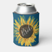 Rustische zonnebloembride blikjeskoeler (Blikje Achterkant)