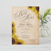 Rustische zonnebloemen Bridal Shower Invitations Kaart (Staand voorkant)