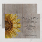 Rustische zonnebloemen Bridal Shower Invitations Kaart (Voorkant / Achterkant)