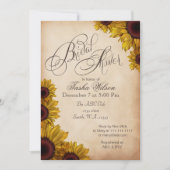 Rustische zonnebloemen Bridal Shower Invitations Kaart (Voorkant)