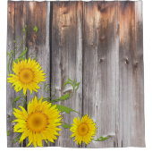 Rustische zonnebloemen en Barnwood Douchegordijn (Voorkant)