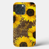 Rustische zonnebloemen en naam Case-Mate iPhone case (Achterkant)