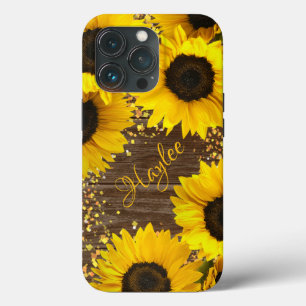 Rustische zonnebloemen en naam Case-Mate iPhone case