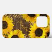 Rustische zonnebloemen en naam Case-Mate iPhone case (Achterkant (horizontaal))