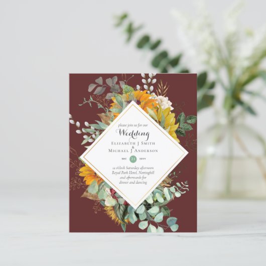 Rustische zonnebloemen Eucalyptus Greenery Wedding (Staand voorkant)