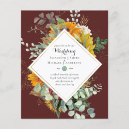 Rustische zonnebloemen Eucalyptus Greenery Wedding Flyer