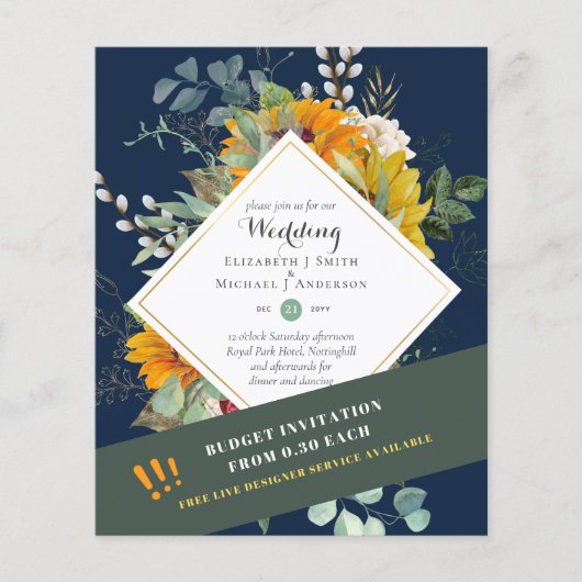 Rustische zonnebloemen Eucalyptus Greenery Wedding Flyer (Voorkant)