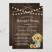 Rustische zonnebloemen, snaarlicht, repetitief ete kaart (Voorkant / Achterkant)