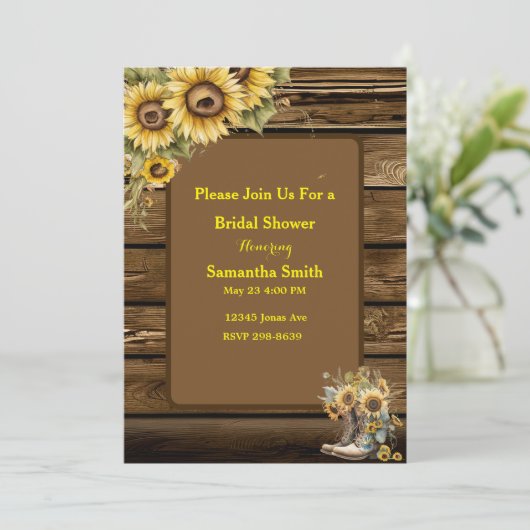  Rustische zonnebloemen Vrijgezellenfeest Kaart (Staand voorkant)