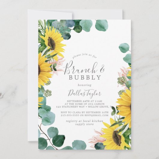 Rustische zonnebloempauw en bubbel Vrijgezellenfee Kaart (Voorkant)