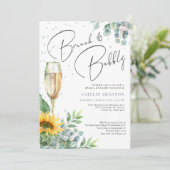 Rustische zonnebloempauw en bubbel Vrijgezellenfee Kaart (Staand voorkant)