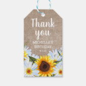 Rustische zonnesbloem Daisies Birthday Party Name Cadeaulabel (Voorkant)