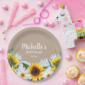 Rustische zonnesbloem Daisies Birthday Party Name  Papieren Bordje (Feest)