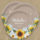 Rustische zonnesbloem Daisies Birthday Party Name Papieren Bordje