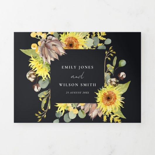 RUSTISCHE ZWARTE ZONKER EUCALYPTUS FLORAL WEDING DRIELUIK UITNODIGING (Cover)