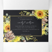 RUSTISCHE ZWARTE ZONKER EUCALYPTUS FLORAL WEDING DRIELUIK UITNODIGING (Binnenkant midden)