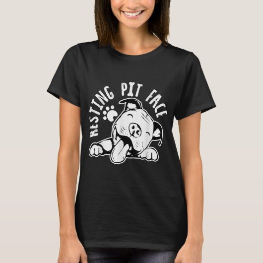 Rustkuil gezicht grappige hond, Pitbull meme kledi T-shirt (Voorkant)