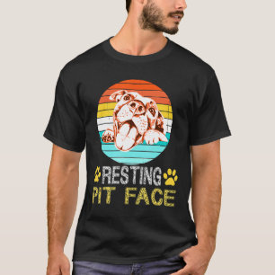 Rustkuil gezicht Grappige Pitbull Retro  Dogs T-shirt