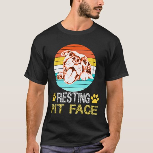 Rustkuil gezicht Grappige Pitbull Retro Dogs T-shirt (Voorkant)