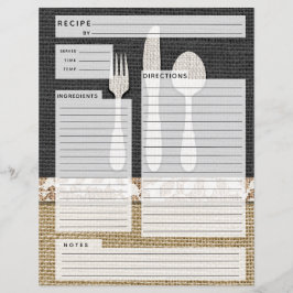 Rustlic country Burlap Recipe Insert