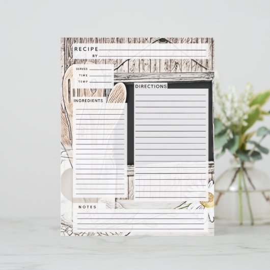 Rustlic country Burlap Recipe Insert (Staand voorkant)