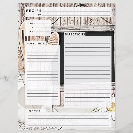 Rustlic country Burlap Recipe Insert (Voorkant)