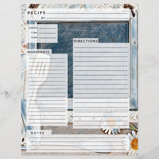 Rustlic country Burlap Recipe Insert (Achterkant)