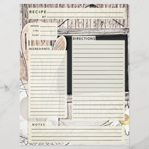 Rustlic country Burlap Recipe Insert