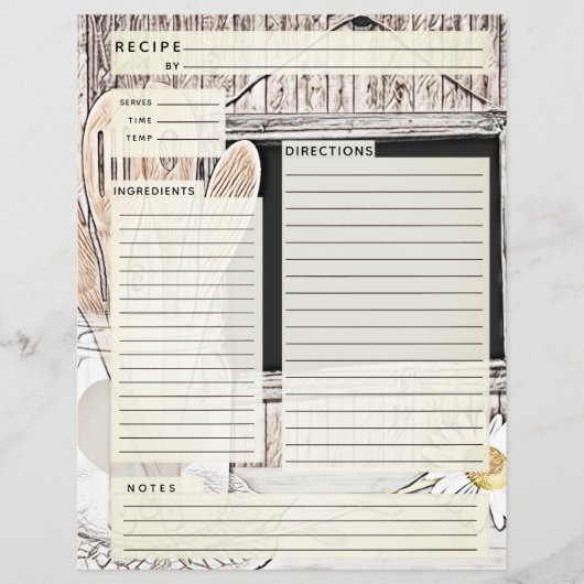 Rustlic country Burlap Recipe Insert (Voorkant)