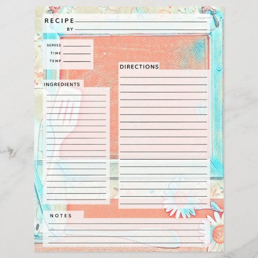 Rustlic country Burlap Recipe Insert (Achterkant)