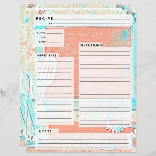 Rustlic country Burlap Recipe Insert (Voorkant / Achterkant)