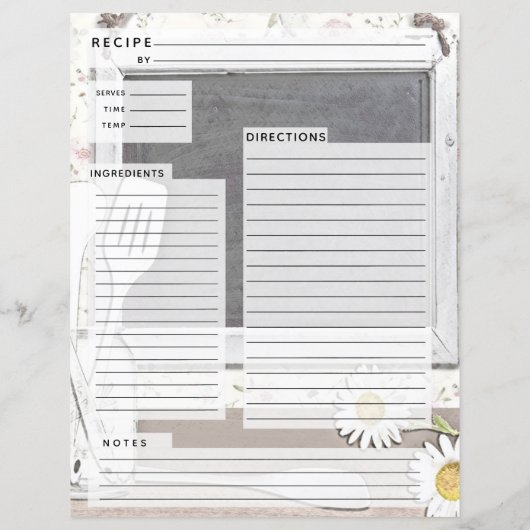 Rustlic country Burlap Recipe Insert (Achterkant)