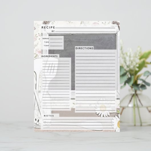 Rustlic country Burlap Recipe Insert (Staand voorkant)