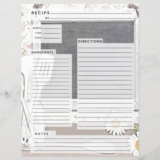 Rustlic country Burlap Recipe Insert (Voorkant)