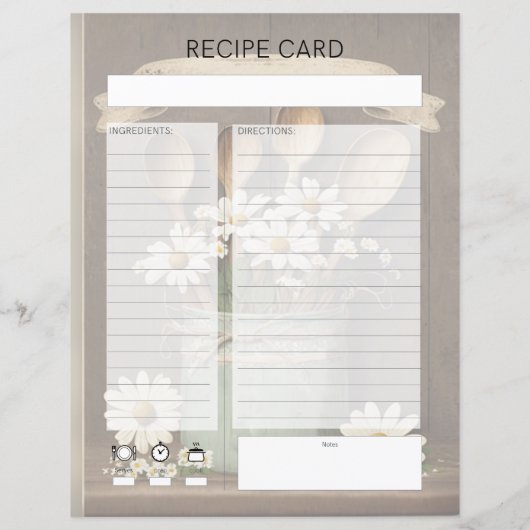 Rustlic country Recipe Insert (Achterkant)