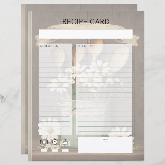 Rustlic country Recipe Insert (Voorkant / Achterkant)