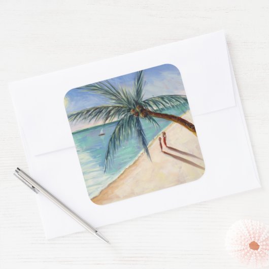 Rustling Palm 2004 Vierkante Sticker (Envelop)