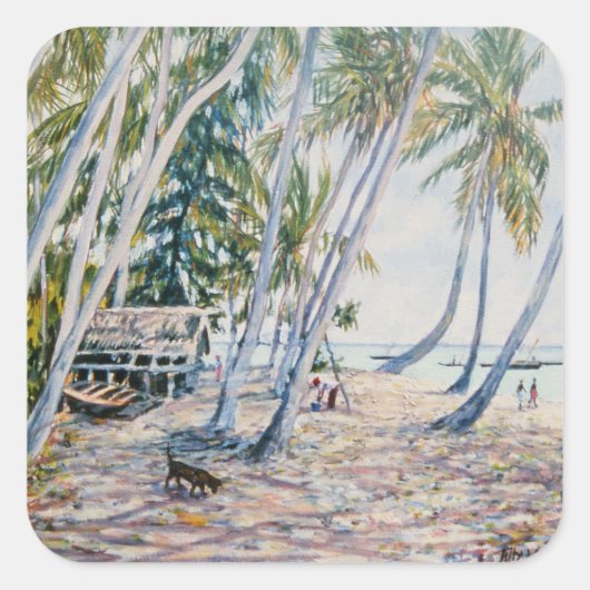 Rustling Palms Zanzibar 2002 Vierkante Sticker (Voorkant)