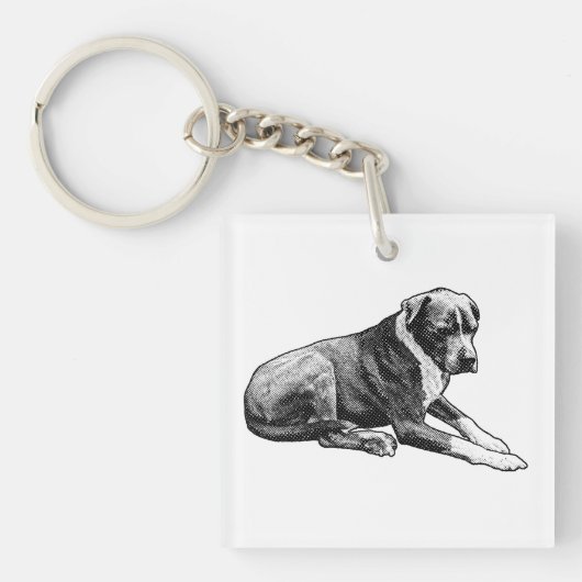 Rustmarkering, komisch accent sleutelhanger (Voorkant)