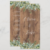 Rusto Gold Eucalyptus & Witte Bloemstuk Houten Bru Menu (Voorkant / Achterkant)