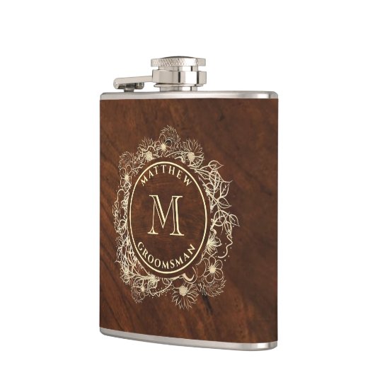 Rusto Gold Monogram Bruidsjonker Heupfles (Links)