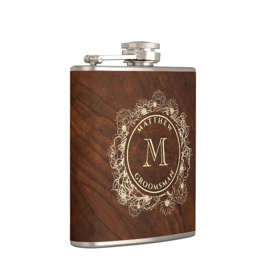 Rusto Gold Monogram Bruidsjonker Heupfles (Rechts)