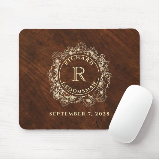 Rusto Gold Monogram Bruidsjonker Muismat (Met muis)