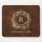 Rusto Gold Monogram Bruidsjonker  Muismat (Voorkant)