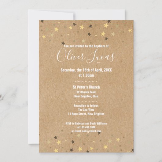 Rusto Gold Stars Doop Christening Kaart (Voorkant)