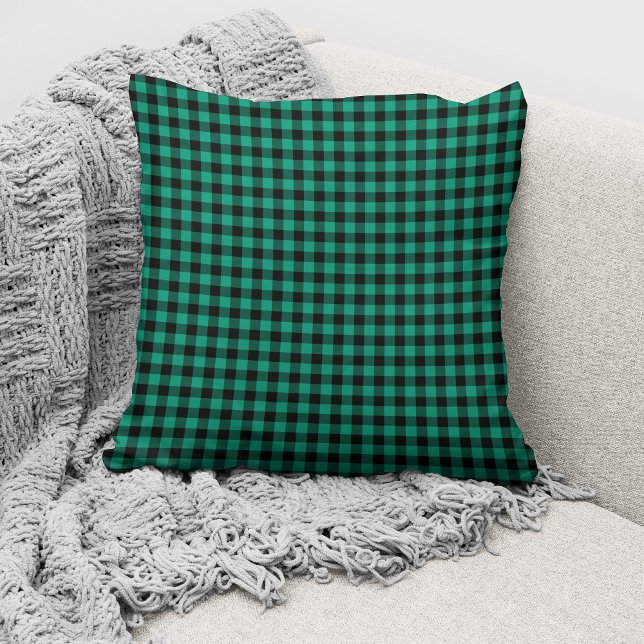 Rusto Groen Gingham Ruitjes Patroon Kussen (Creator heeft geüpload)